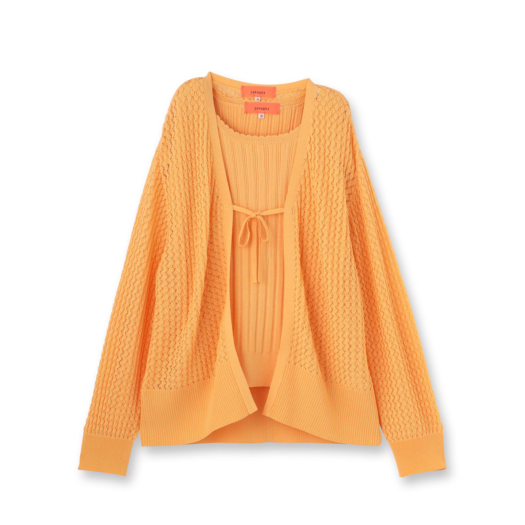 SunaUna「【レーシー＆リブ】アンサンブルニット」|カーディガン|