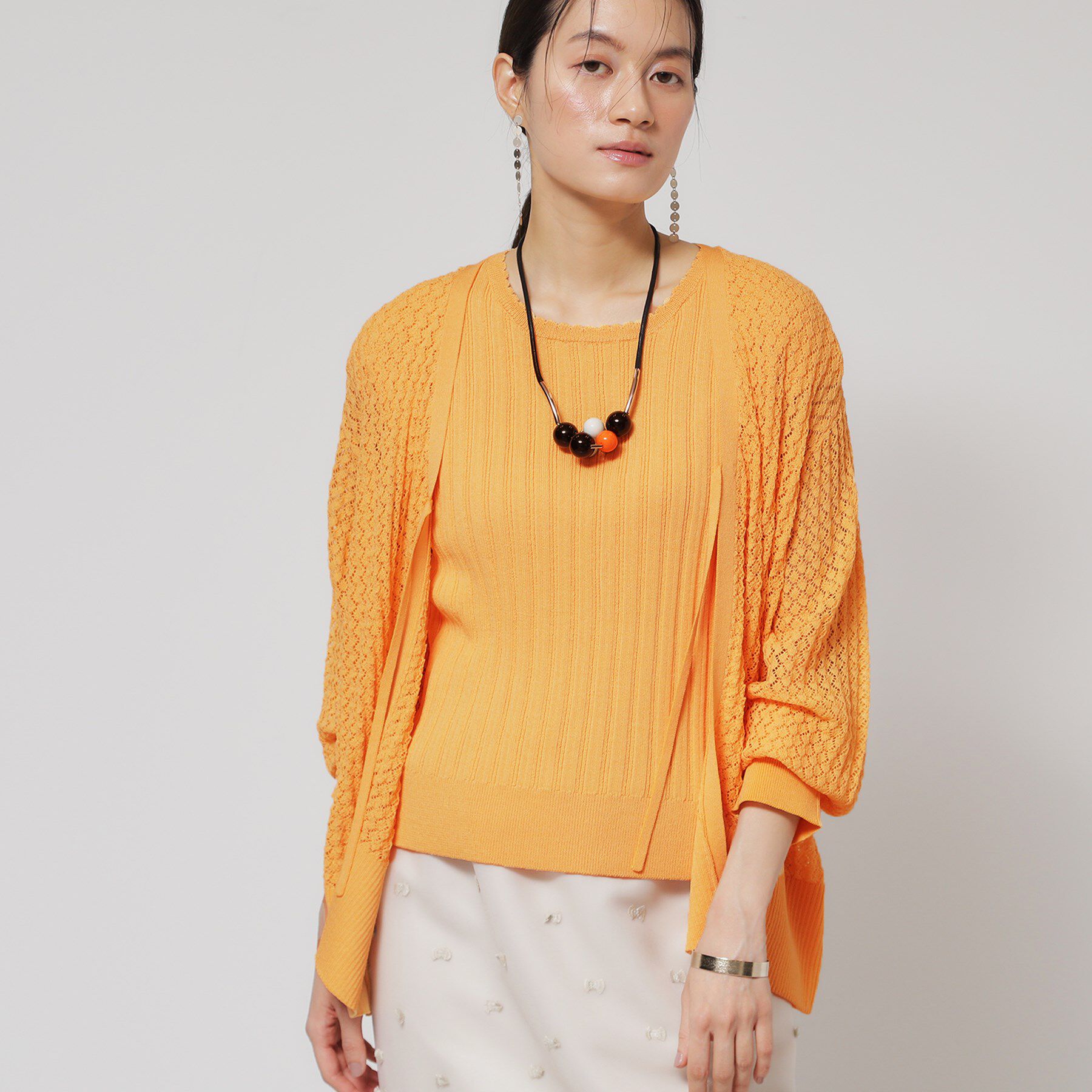 SunaUna「【レーシー＆リブ】アンサンブルニット」|カーディガン|