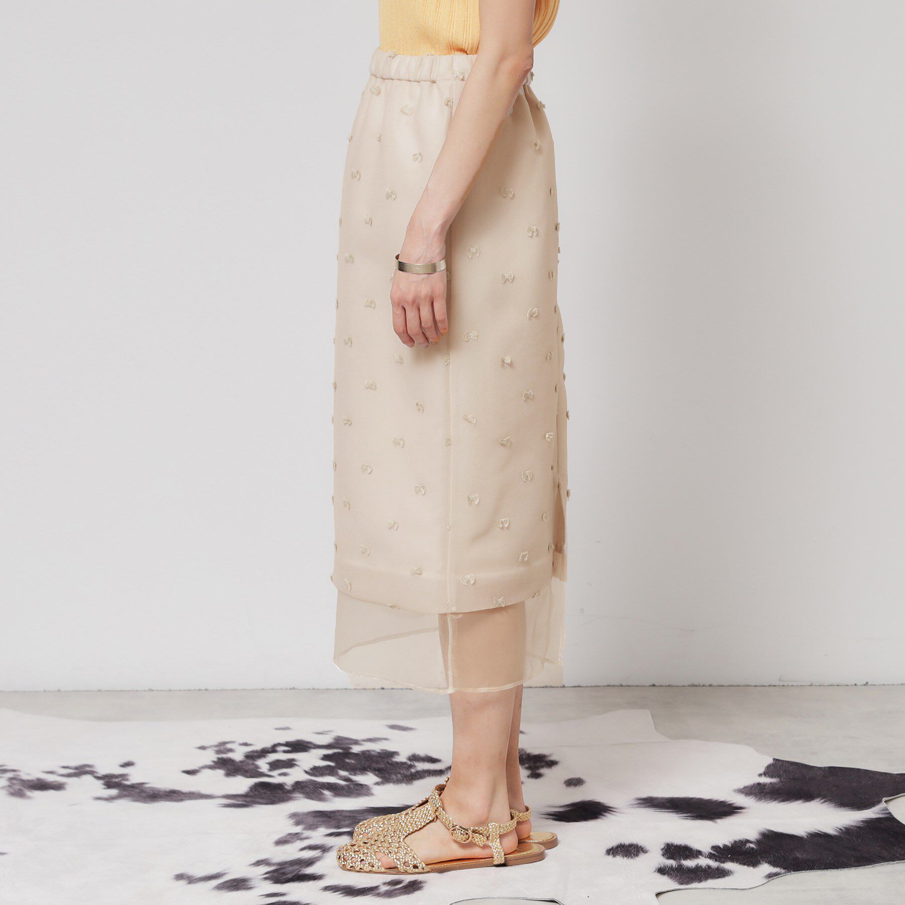 SunaUna「【シアー／ウエストゴム】リボンジャカードスカート」|スカート|