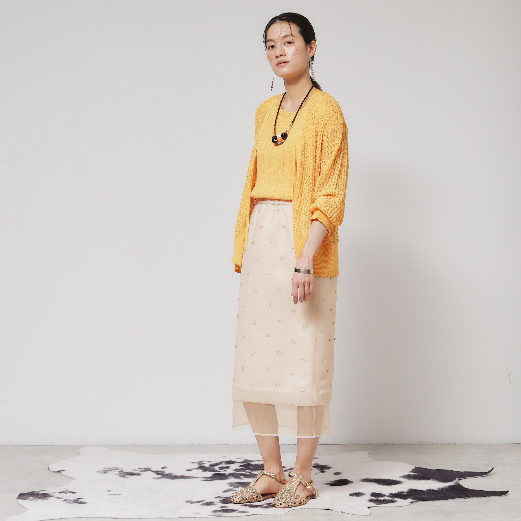 SunaUna「【シアー／ウエストゴム】リボンジャカードスカート」|スカート|