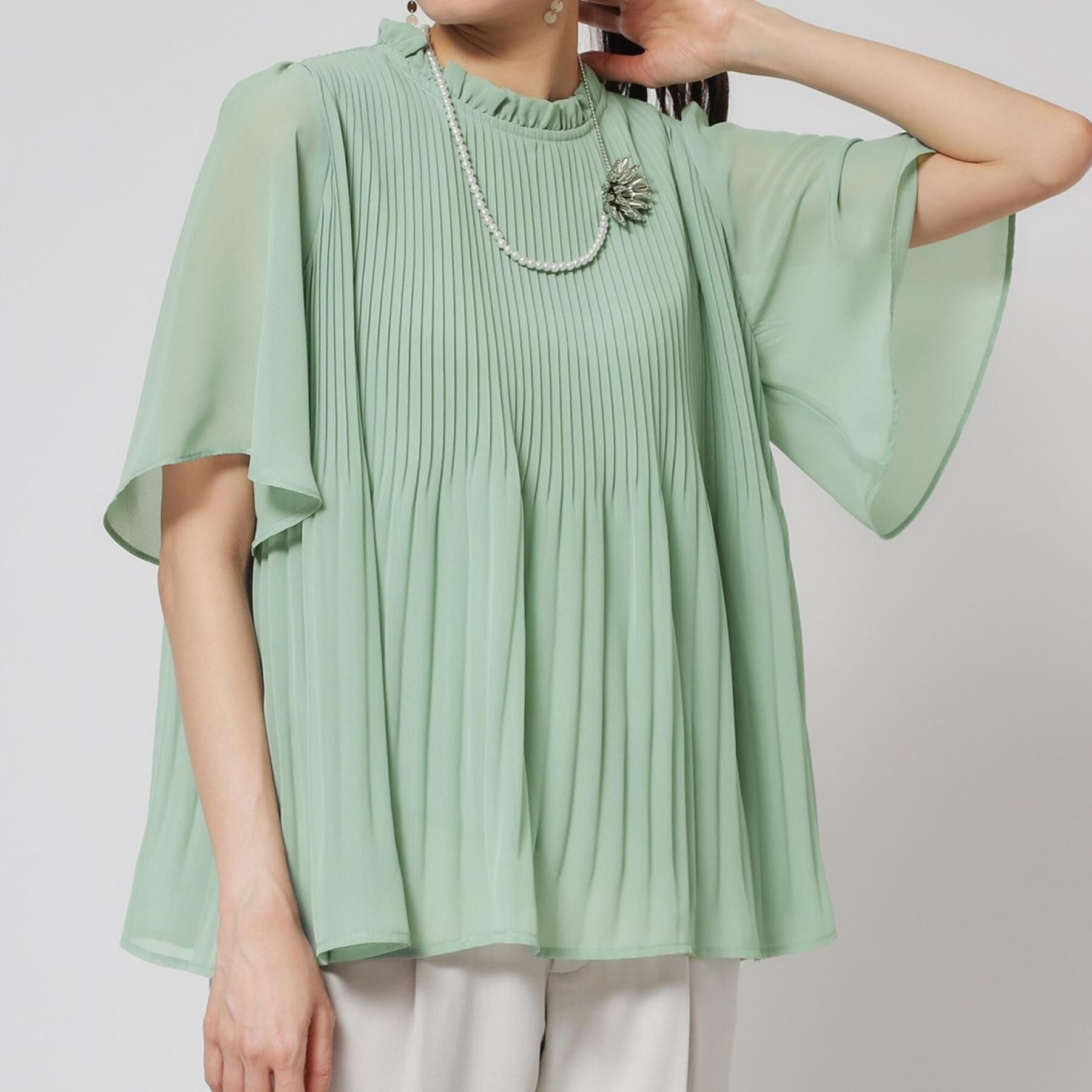 SunaUna「【プリーツ／フレアスリーブ】Aラインブラウス」|シャツ・ブラウス|