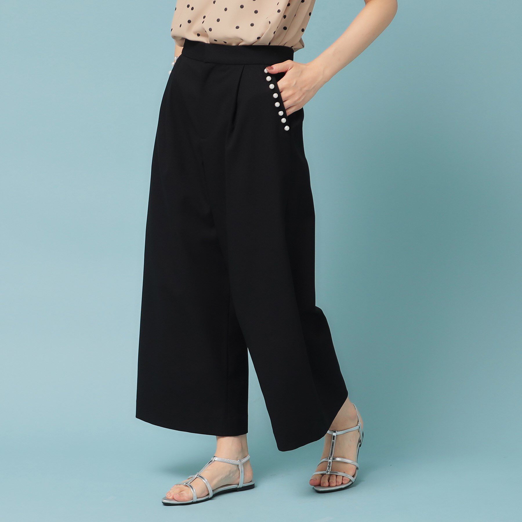 SunaUna「【ウエストゴム】ガウチョパンツ」|その他|ブラック(019)