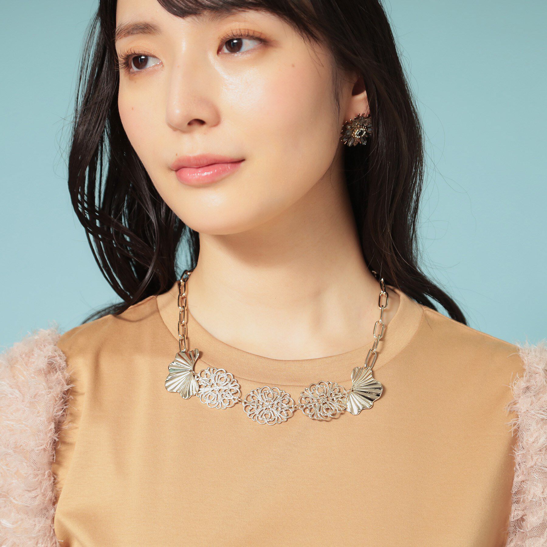 SunaUna「【透かし柄】フラワーモチーフネックレス」|ネックレス|