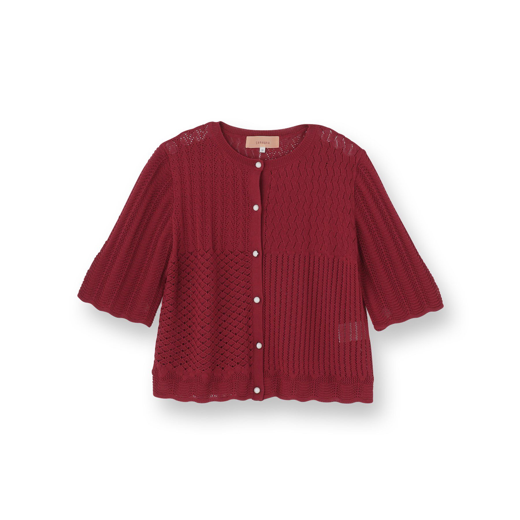 SunaUna「【透かし柄】スカラップカーディガン」|カーディガン|
