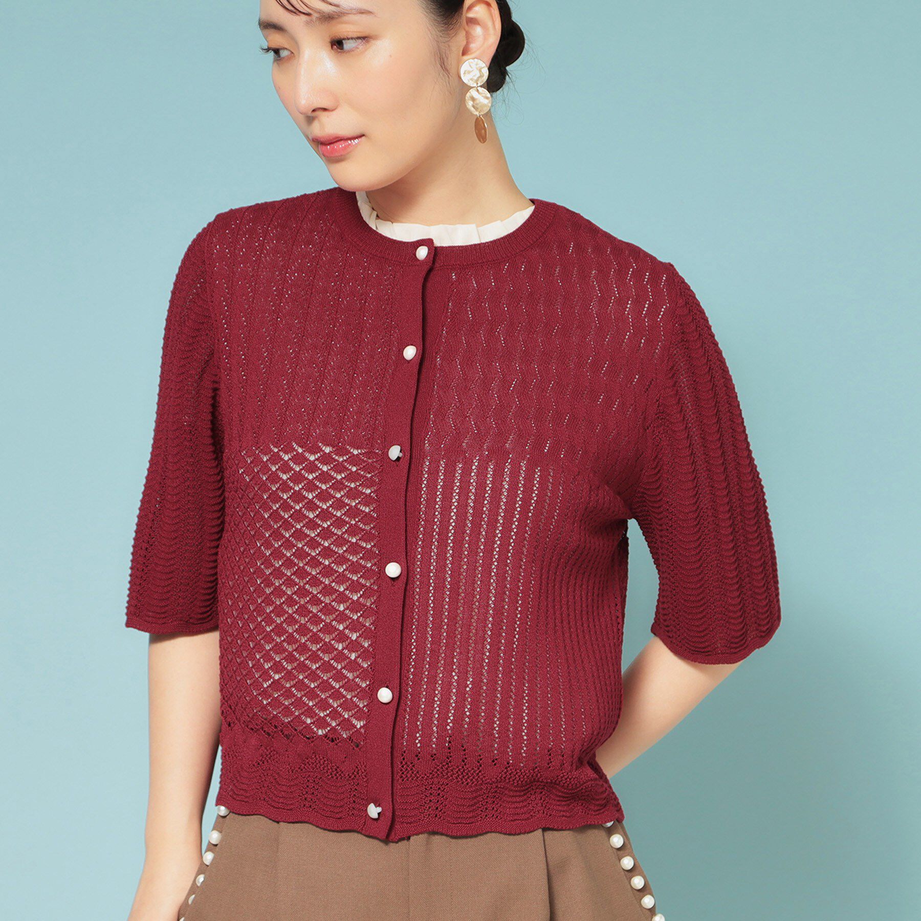 SunaUna「【透かし柄】スカラップカーディガン」|カーディガン|