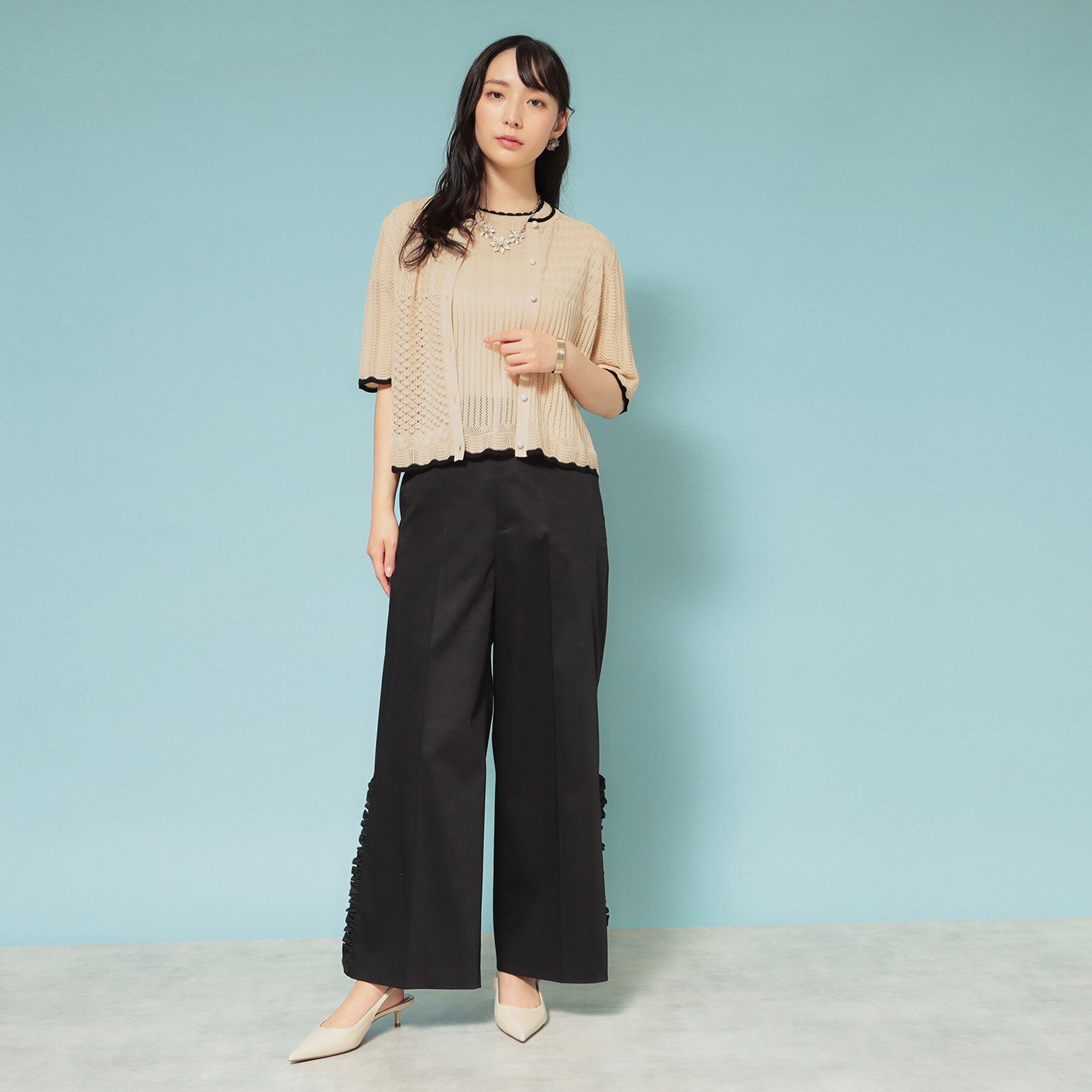 SunaUna「【透かし柄】スカラップカーディガン」|カーディガン|