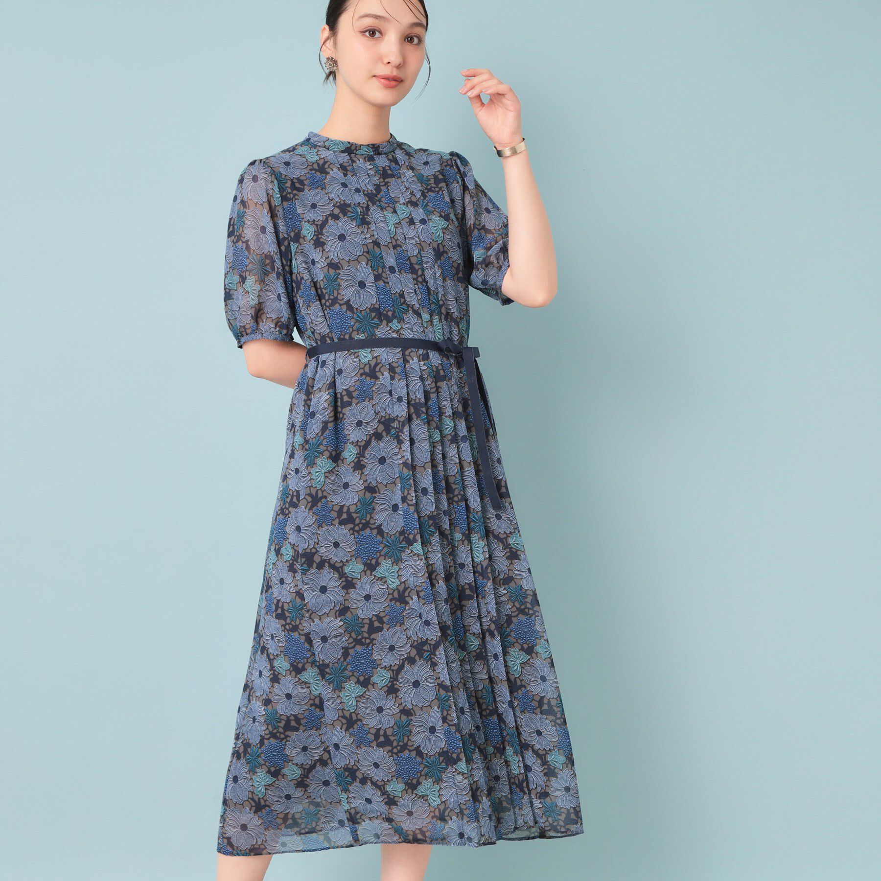 SunaUna「【&yours project／SS～L】レース柄プリーツワンピース」|ワンピース|