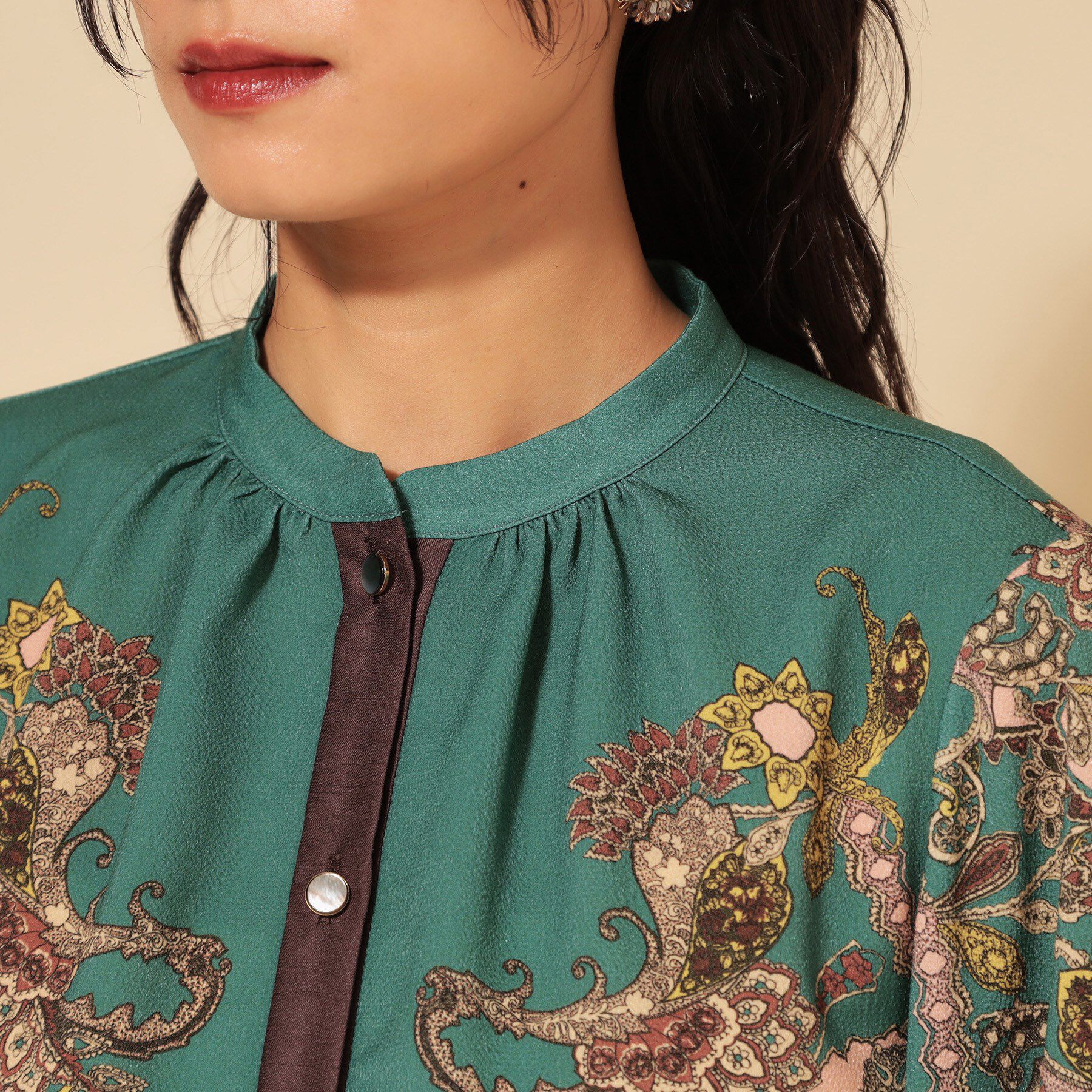 SunaUna「【COLLECTION LINE】オリエンタルパネル柄ブラウス」|シャツ・ブラウス|