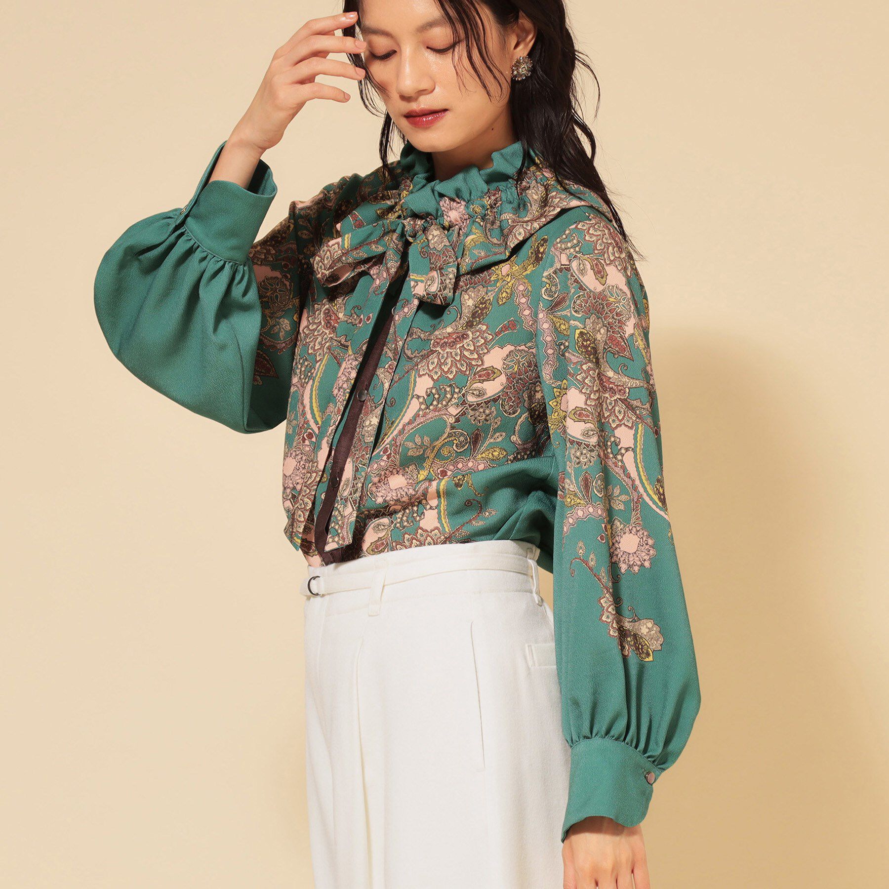 SunaUna「【COLLECTION LINE】オリエンタルパネル柄ブラウス」|シャツ・ブラウス|