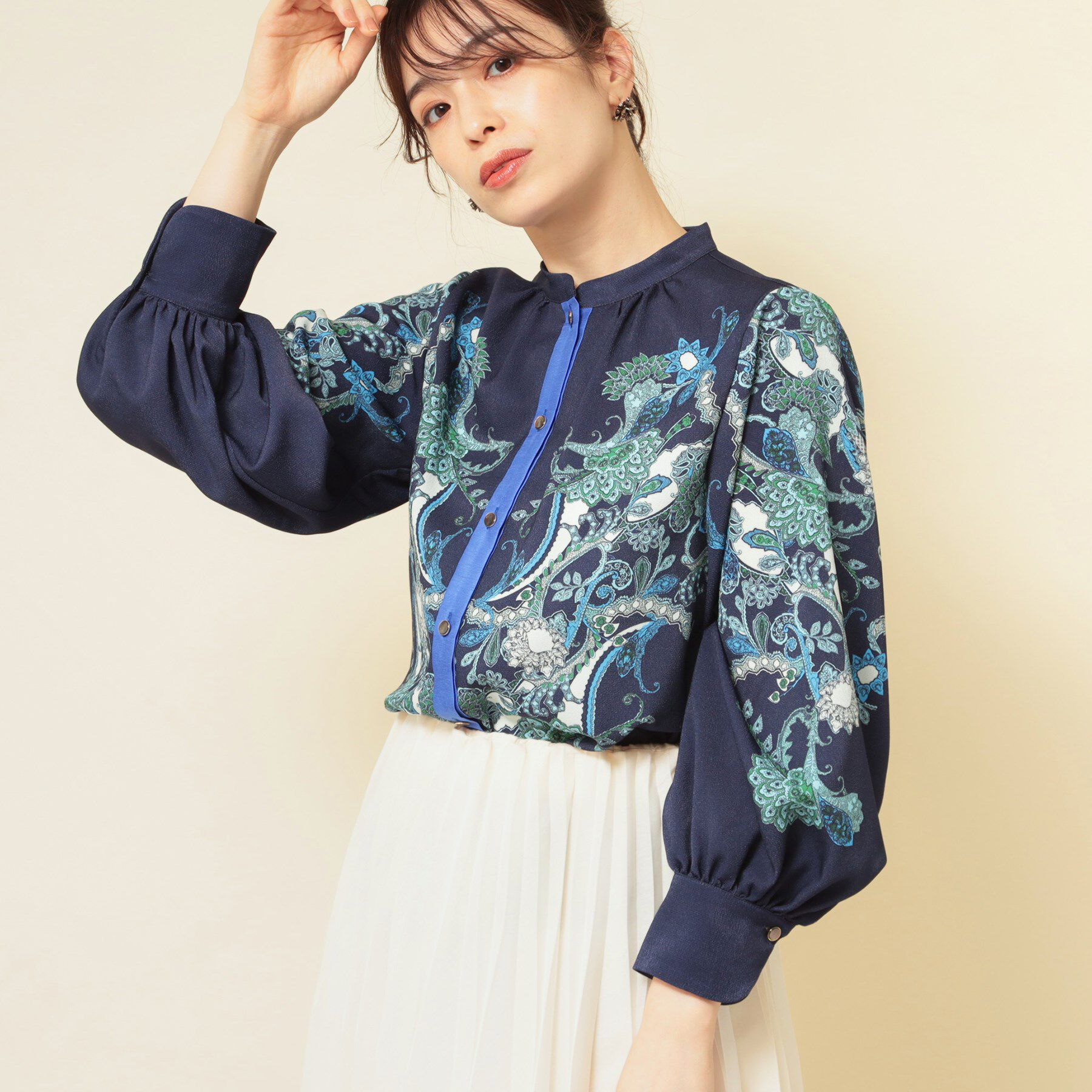 SunaUna「【COLLECTION LINE】オリエンタルパネル柄ブラウス」|シャツ・ブラウス|