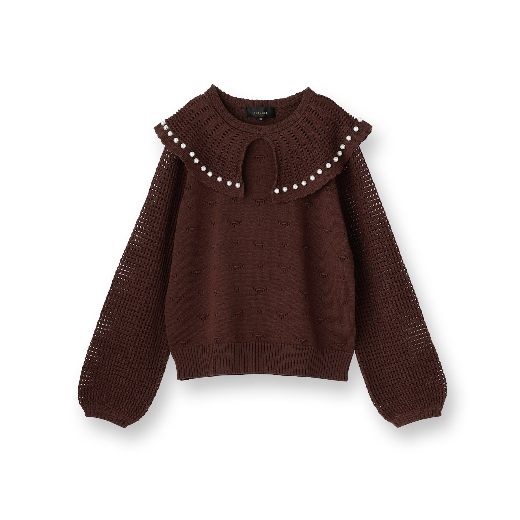 SunaUna「【COLLECTION LINE】透かしパール調ニット」|ニット・セーター|