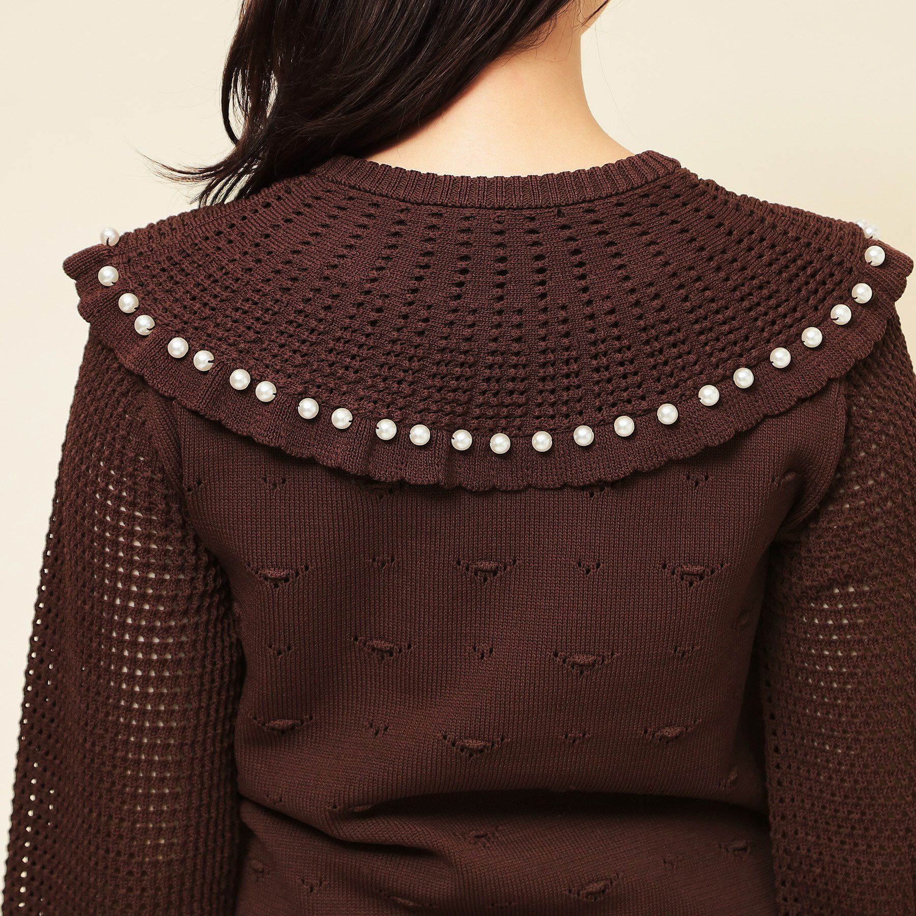 SunaUna「【COLLECTION LINE】透かしパール調ニット」|ニット・セーター|