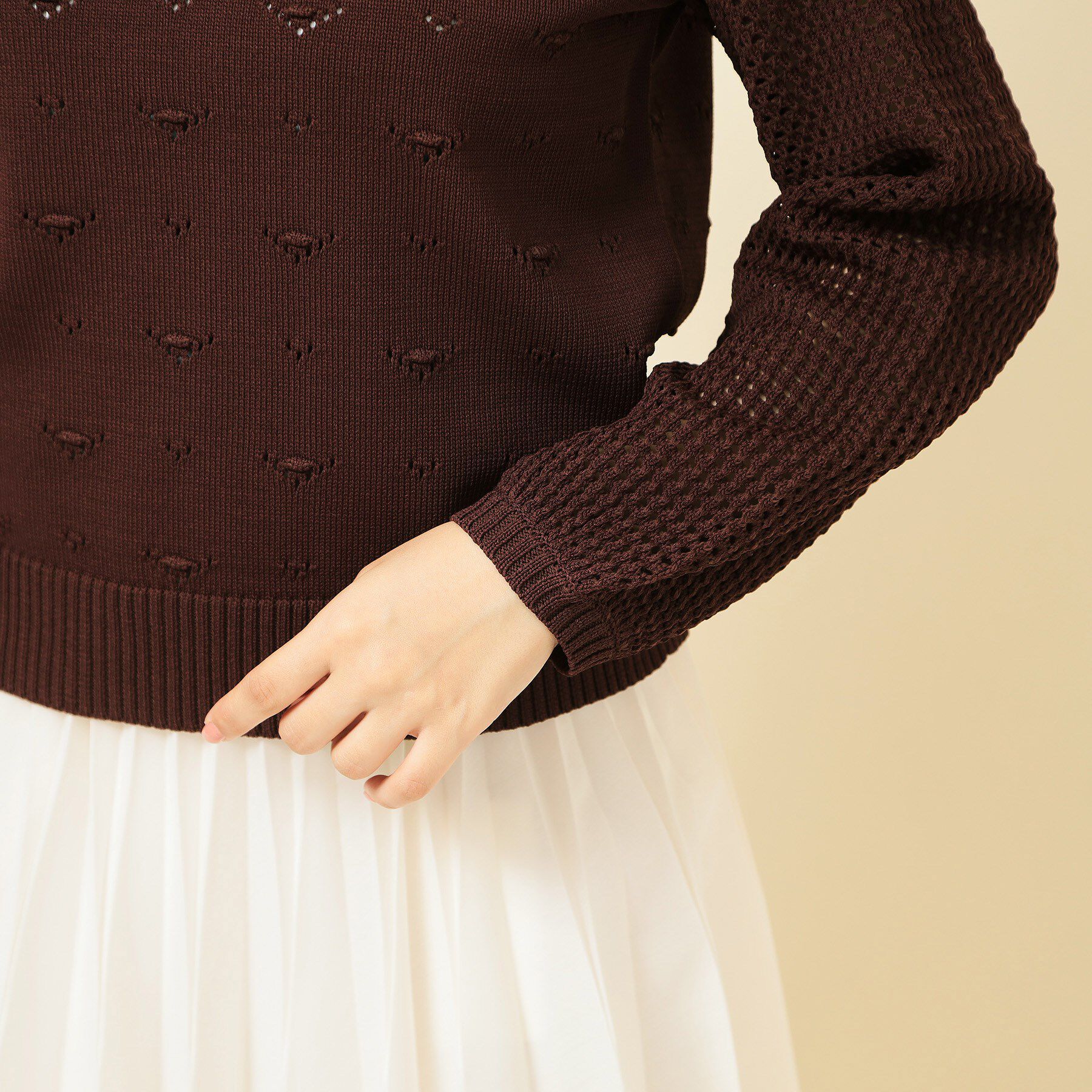 SunaUna「【COLLECTION LINE】透かしパール調ニット」|ニット・セーター|