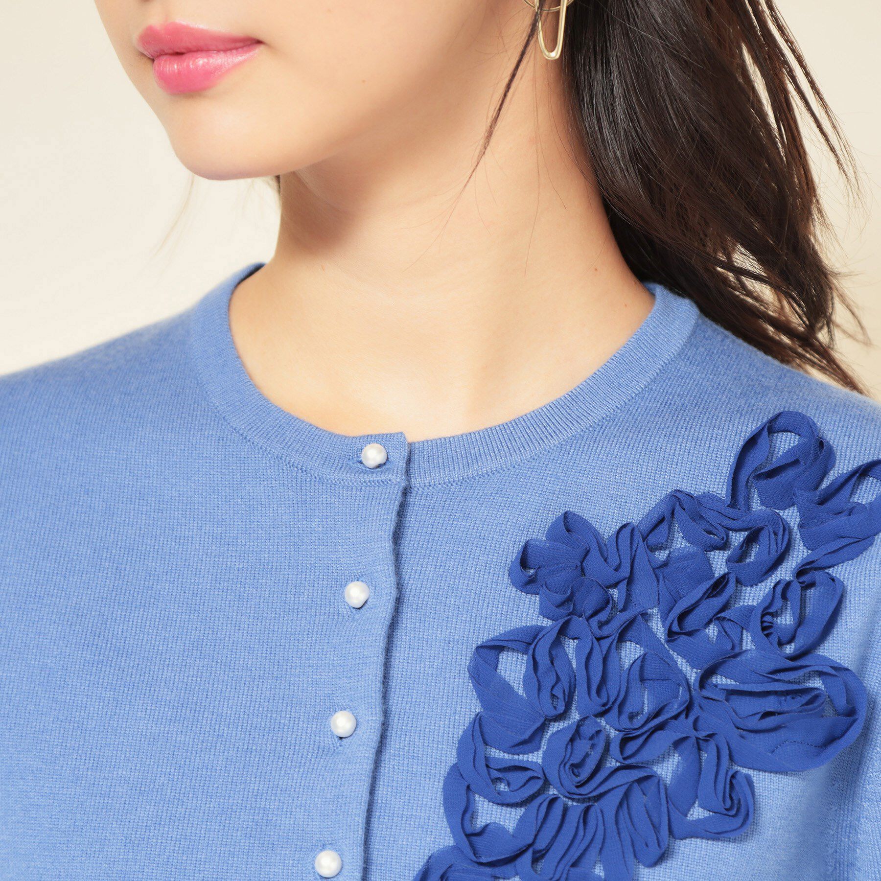 SunaUna「【SS～Lサイズ展開／チュール刺繍】クラフトニット」|カーディガン|