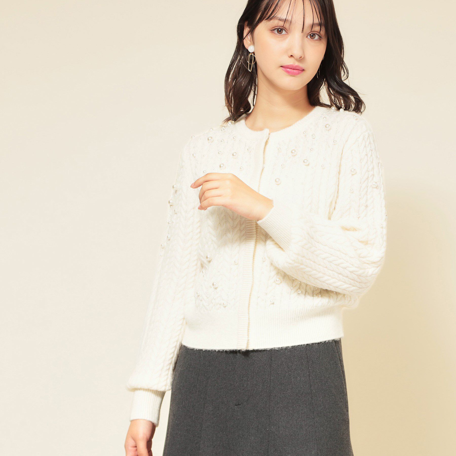 SunaUna「【COLLECTION LINE】パール調カーデ」|カーディガン|