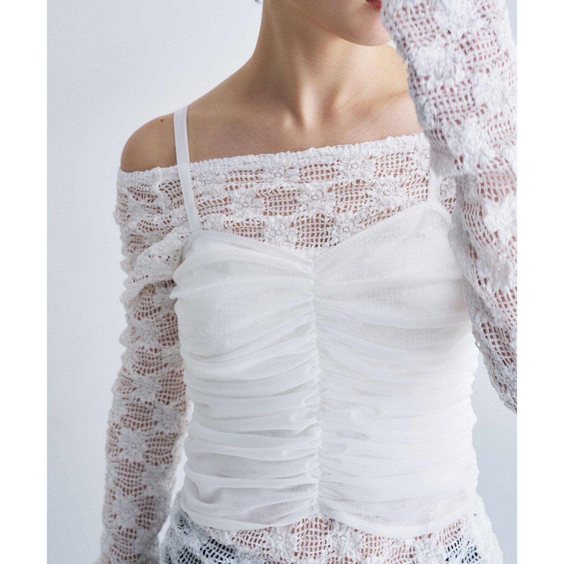 CODE A「organza shirring cami」|キャミソール|ホワイト(001)