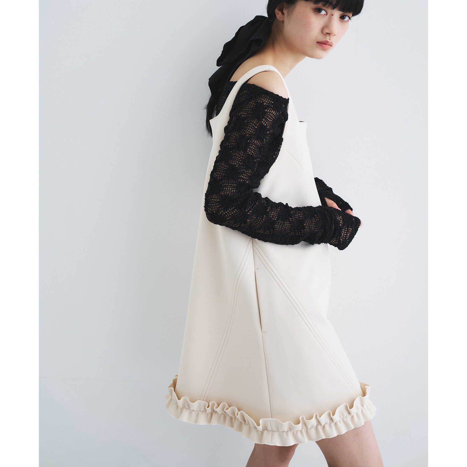 CODE A「frill mini dress」|ワンピース|ベージュ(052)