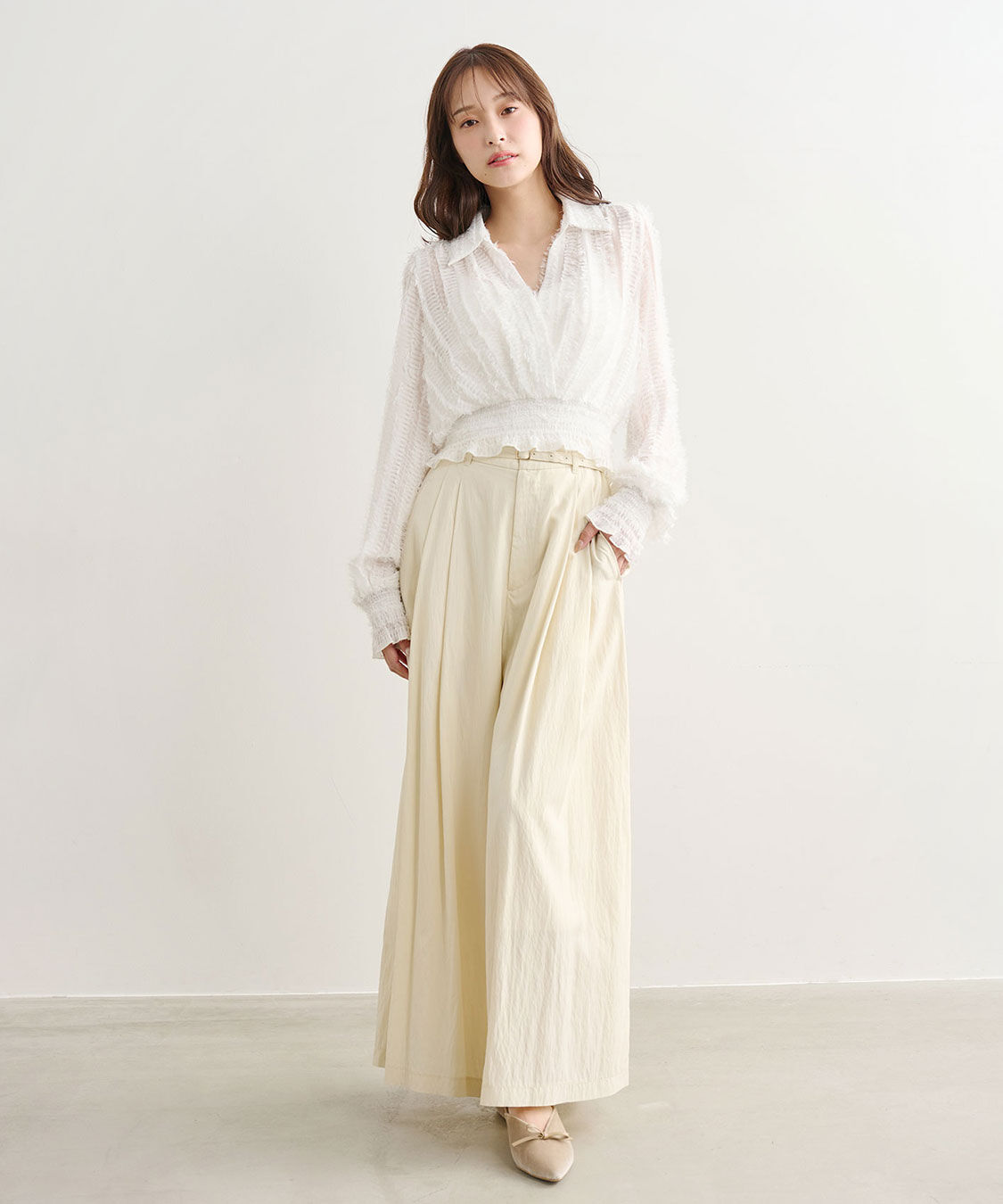 COCO DEAL「タックワイドフレアパンツ」|スラックス|