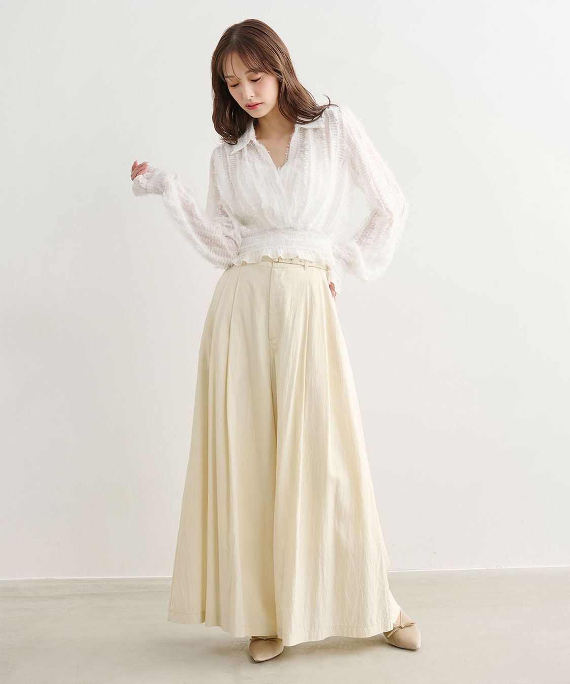 COCO DEAL「タックワイドフレアパンツ」|スラックス|