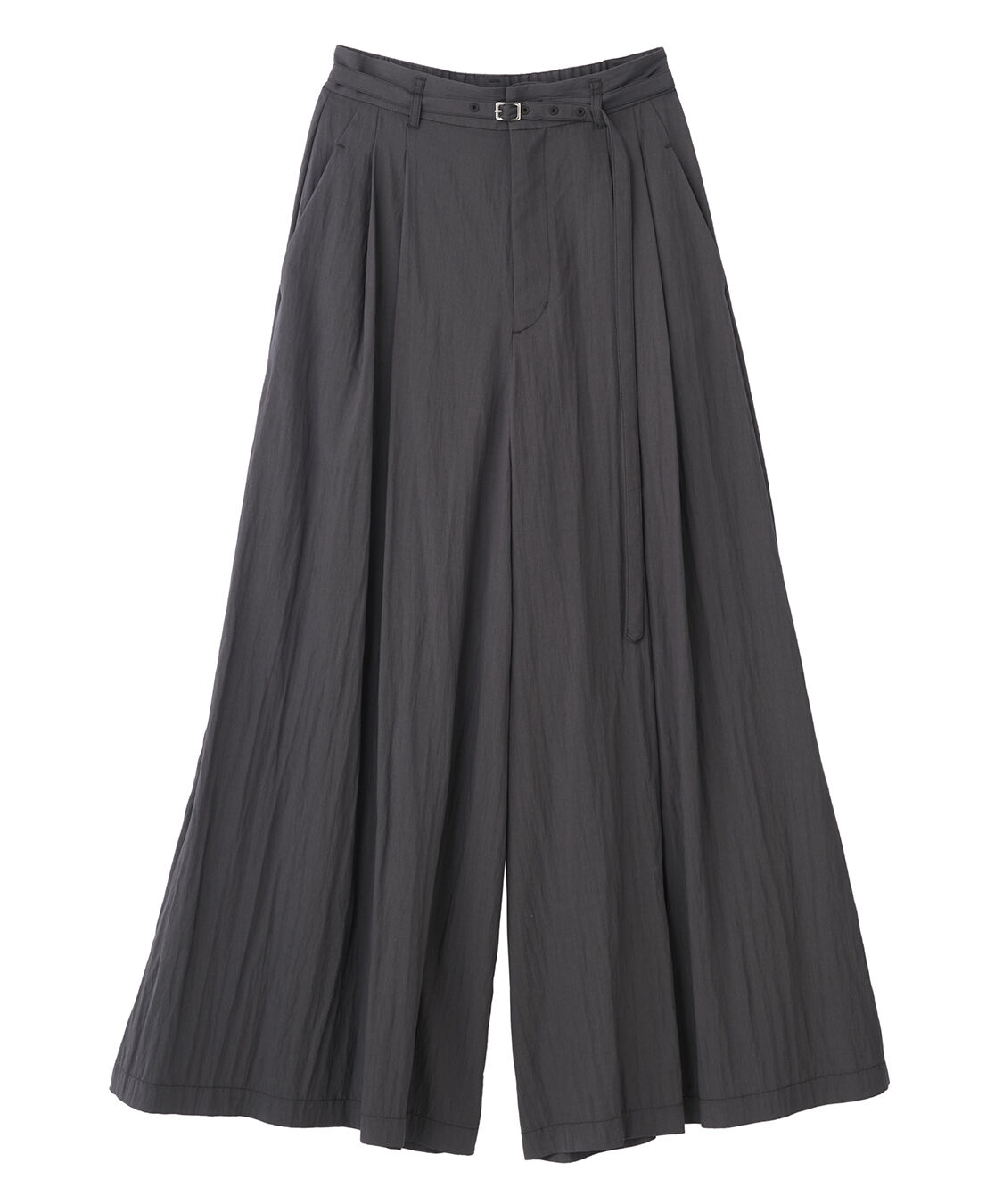 COCO DEAL「タックワイドフレアパンツ」|スラックス|チャコール