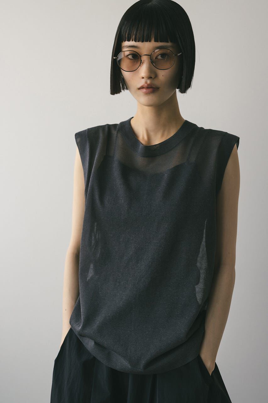 STYLEMIXER「ウォッシャブルリネンニットタンク」|タンクトップ|GRY