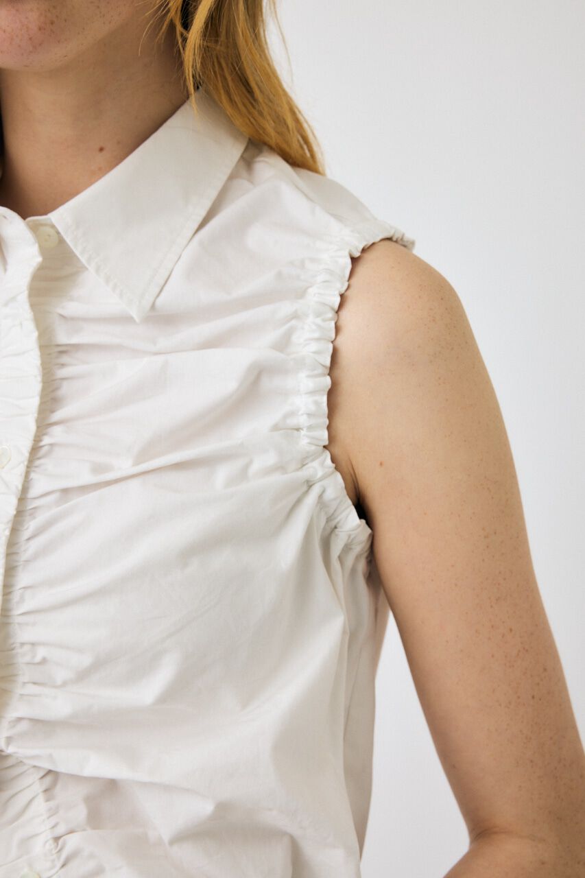 MOUSSY「GATHER SLEEVELESS シャツ」|シャツ・ブラウス|