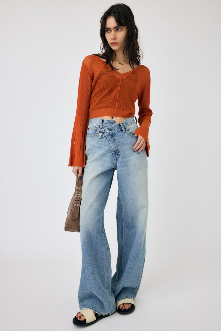 MOUSSY「MESH V NECK ニットトップス」|ニット・セーター|