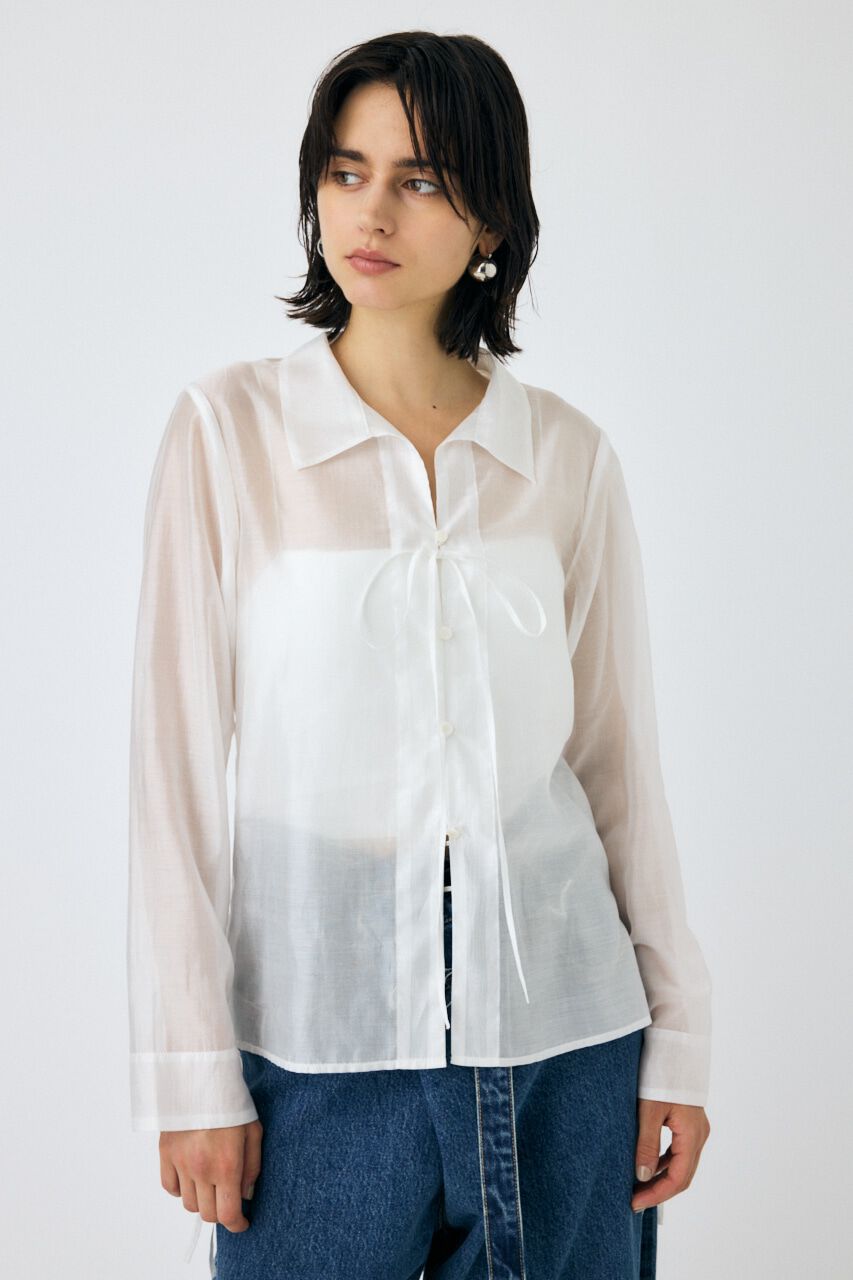 MOUSSY「RIBBON シアーシャツ」|シャツ・ブラウス|