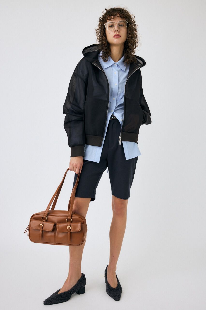 MOUSSY「SHEER CARDBOARD ジップアップフーディ」|パーカー|