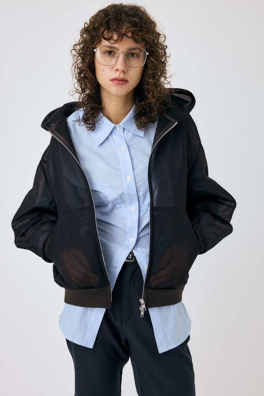 MOUSSY「SHEER CARDBOARD ジップアップフーディ」|パーカー|