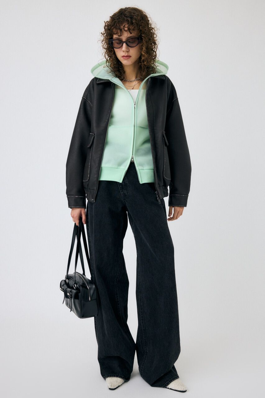 MOUSSY「SHEER CARDBOARD ジップアップフーディ」|パーカー|