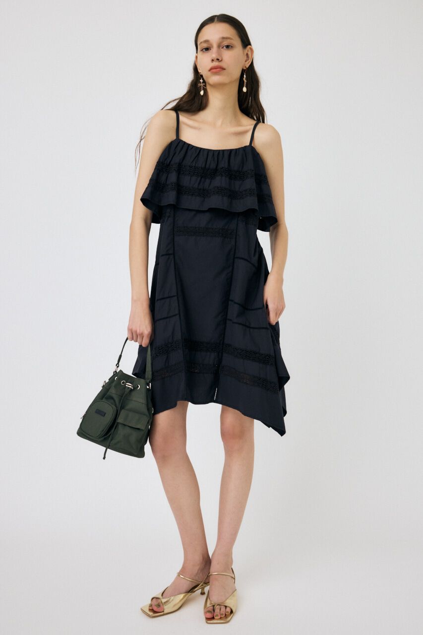 MOUSSY「RUFFLED MINI ドレス」|ワンピース|BLK