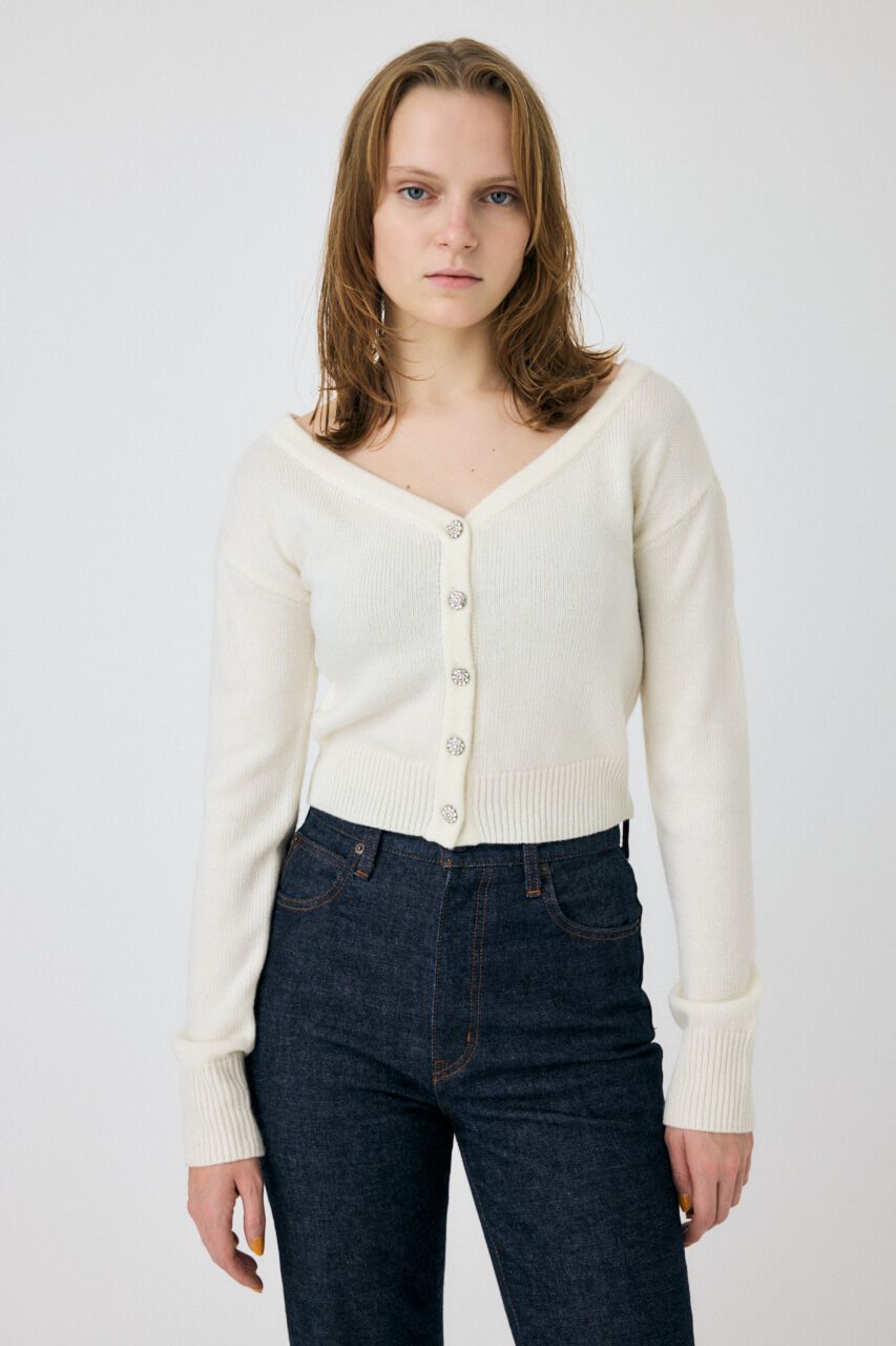 MOUSSY「2WAY SHORT ニットカーディガン」|カーディガン|ECRU
