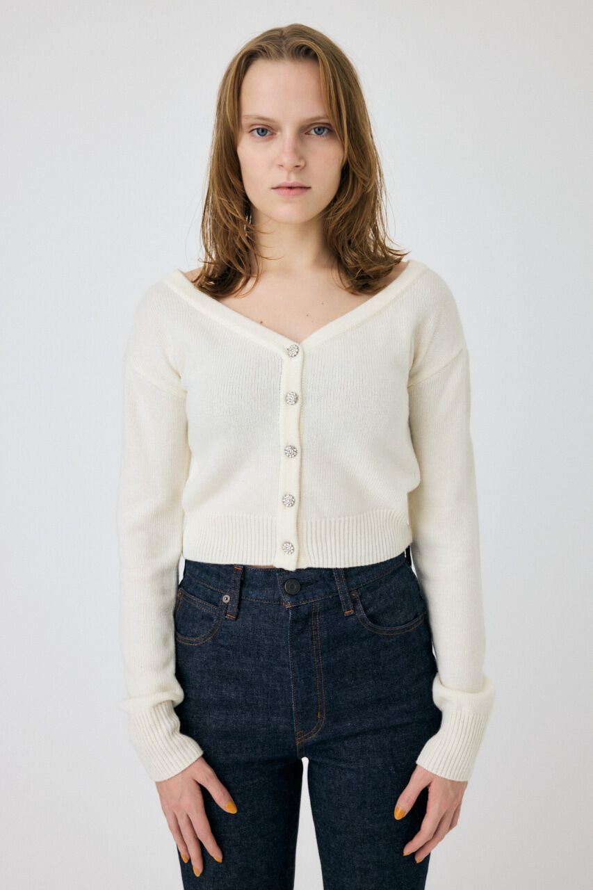 MOUSSY「2WAY SHORT ニットカーディガン」|カーディガン|