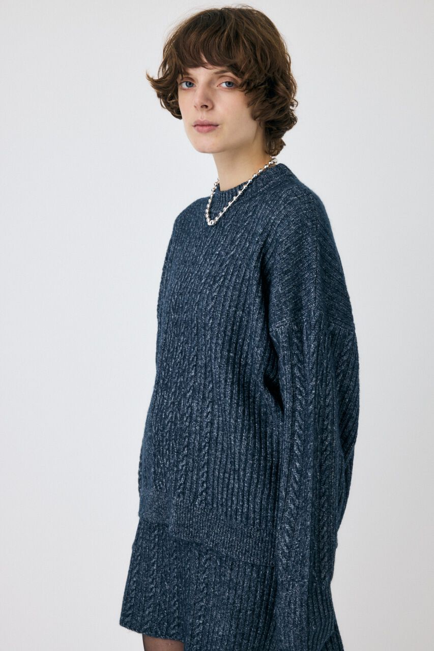 MOUSSY「RIB CABLE ニットトップス」|ニット・セーター|