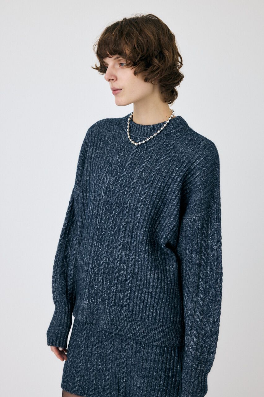 MOUSSY「RIB CABLE ニットトップス」|ニット・セーター|