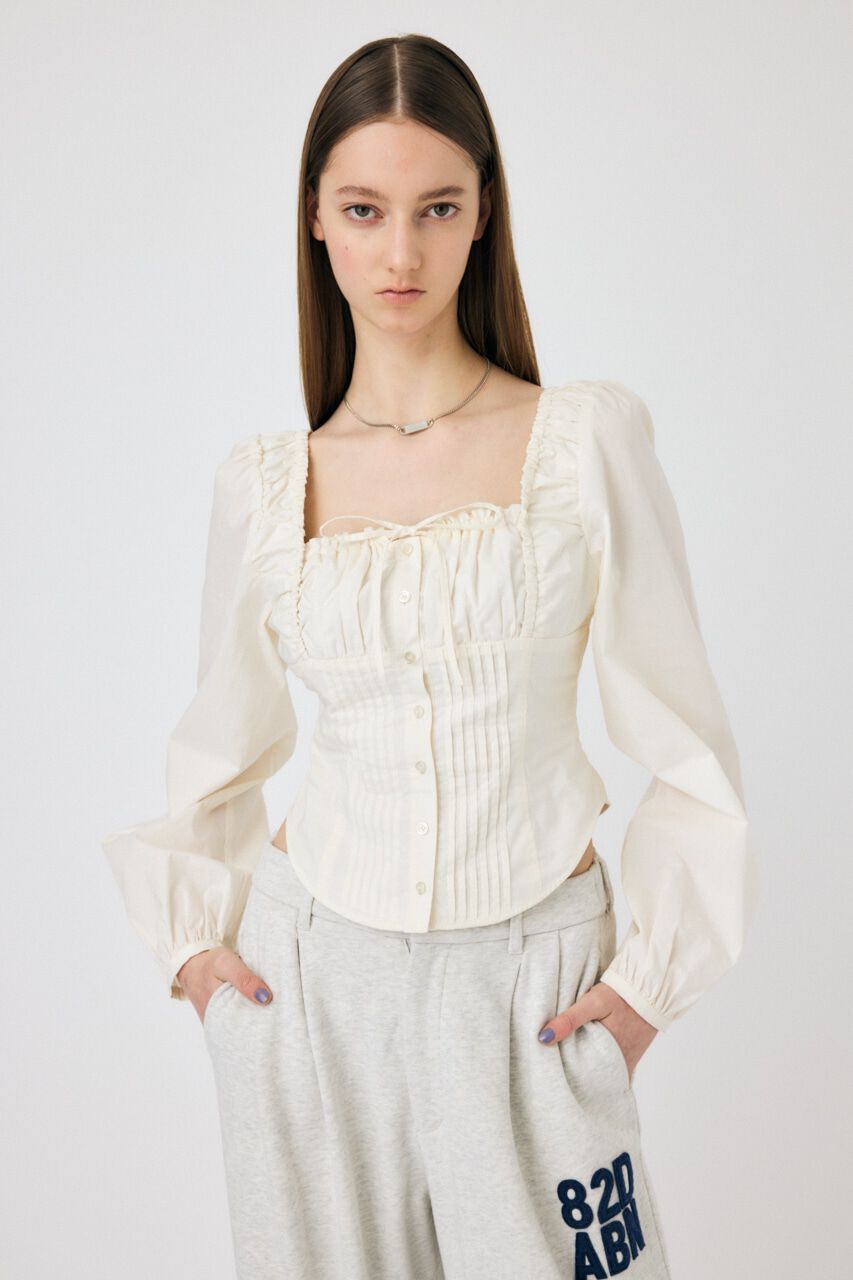 MOUSSY「PUFF SLEEVE CORSET FIT ブラウス」|シャツ・ブラウス|
