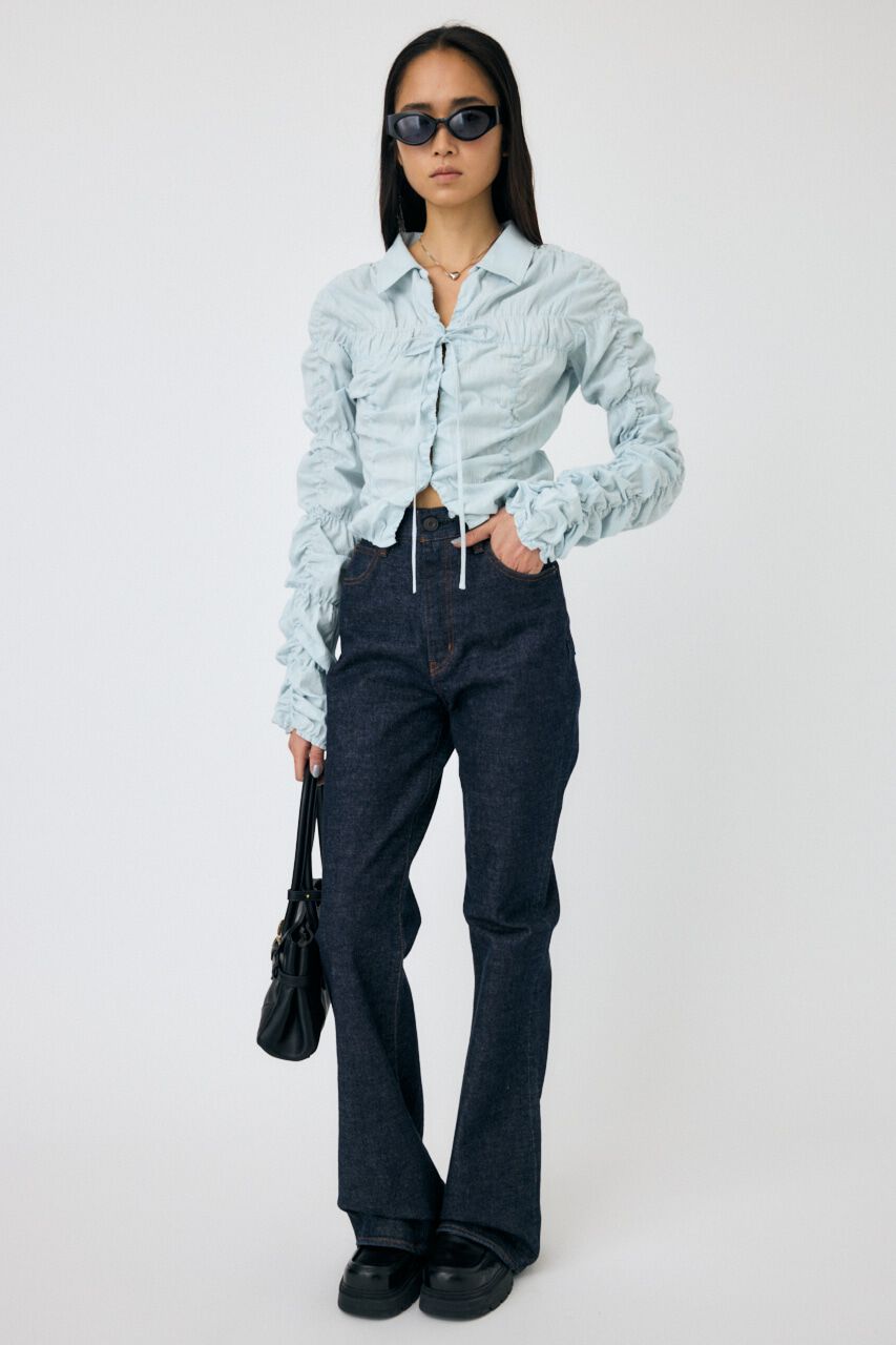 MOUSSY「FRONT TIE SHIRRING シャツ」|シャツ・ブラウス|