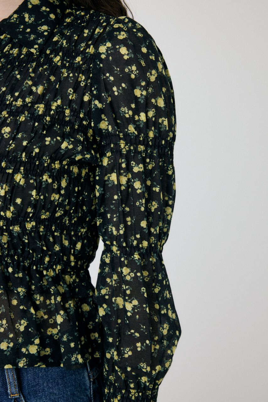 MOUSSY「SHIRRING FLORAL フィットシャツ」|シャツ・ブラウス|