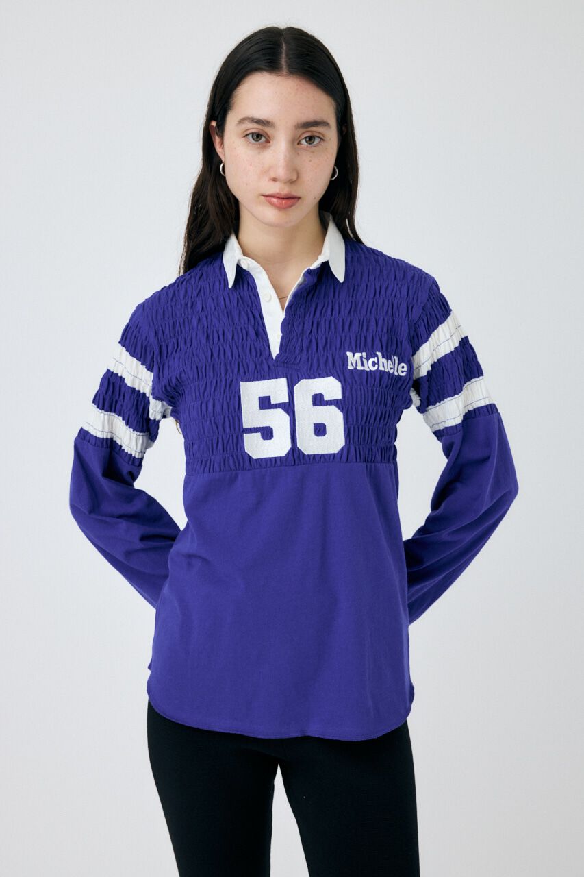 MOUSSY「SHIRRING RUGBY シャツ」|Tシャツ・カットソー|BLU