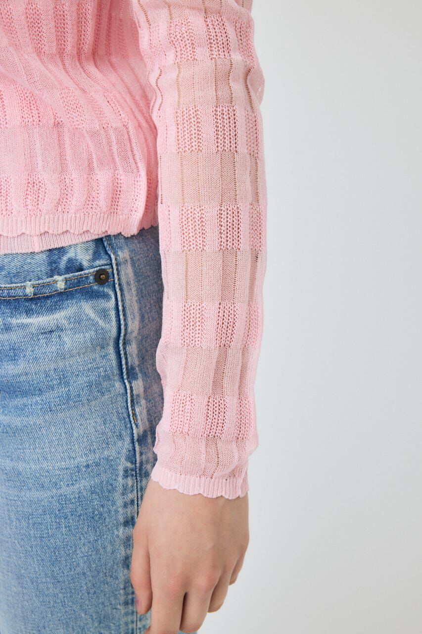 MOUSSY「SHEER BORDER カーディガン」|ニット・セーター|