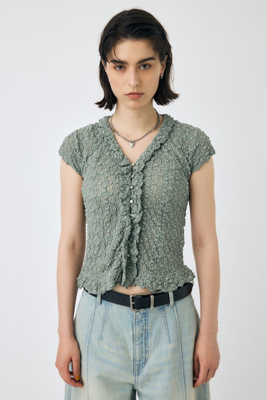 MOUSSY「RUFFLE LACE ノースリーブトップス」|Tシャツ・カットソー|