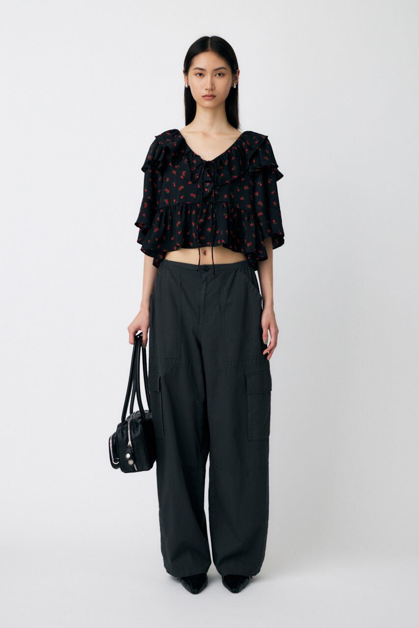 MOUSSY「FLOWER PATTERN フリルトップス」|シャツ・ブラウス|