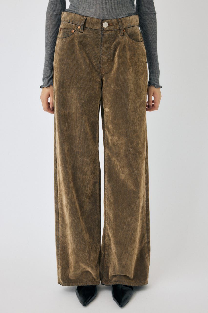MOUSSY「MIDRISE CORDUROY バギー」|デニム|BEG