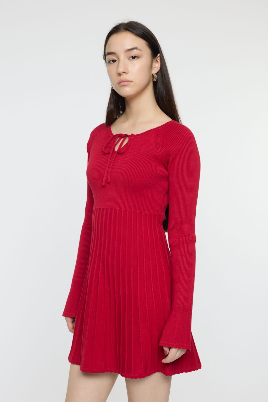 MOUSSY「PICO RIBBON MINI ドレス」|ワンピース|RED