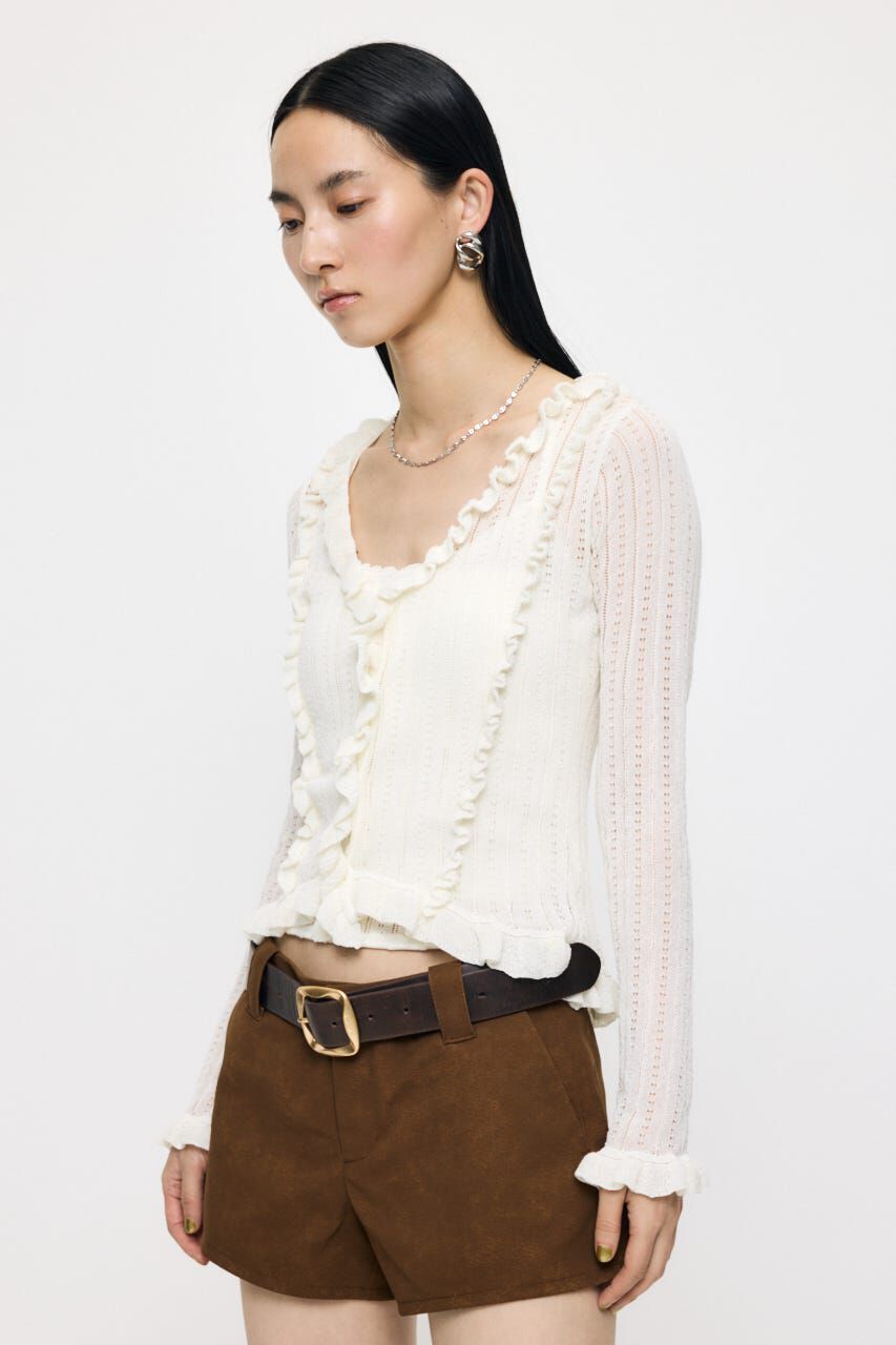 MOUSSY「POINTELLE RUFFLE カーディガン＆キャミソール」|ニット・セーター|