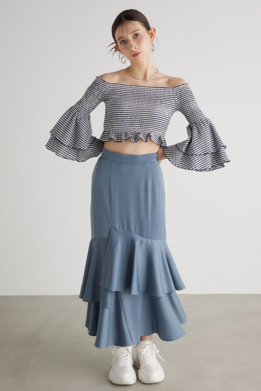 rienda「シャーリングオフショルクロップドTOP」|その他|