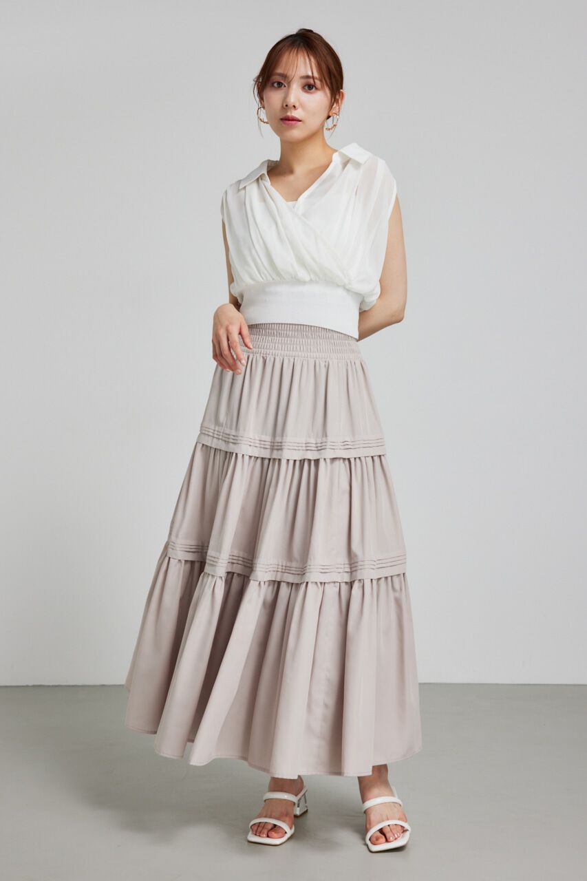 rienda「シフォンシャツレイヤードニットトップス」|シャツ・ブラウス|