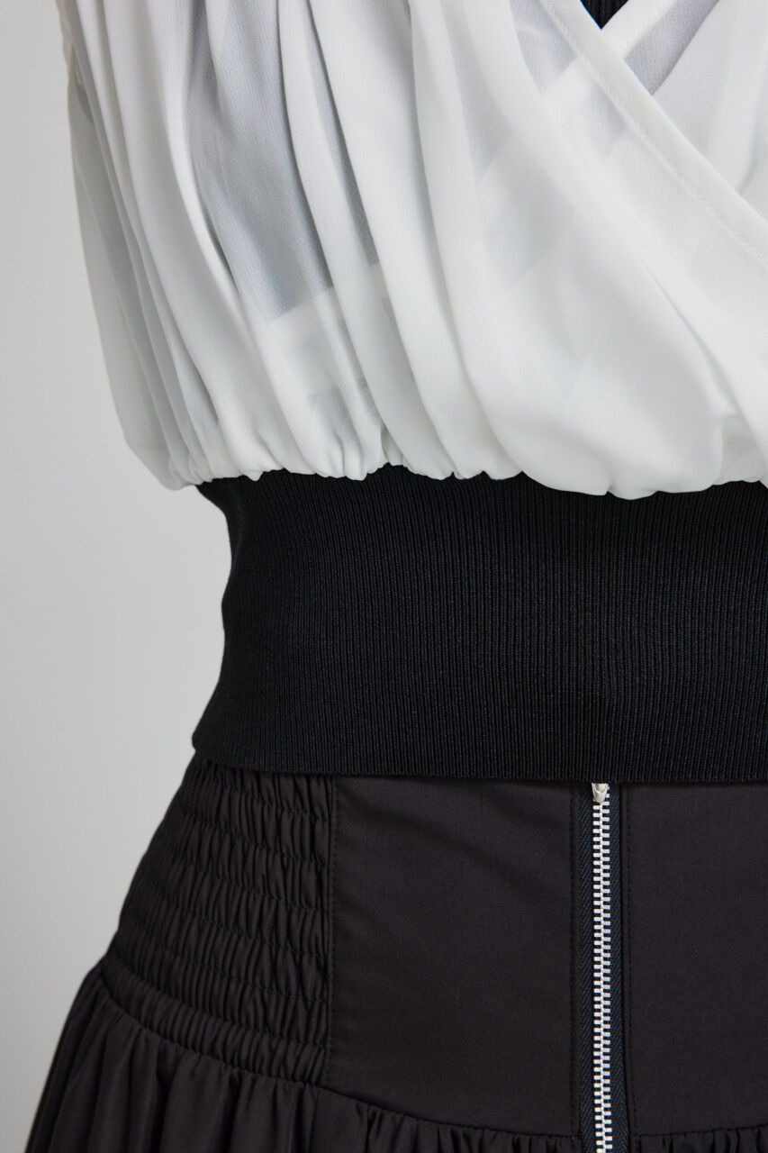 rienda「シフォンシャツレイヤードニットトップス」|シャツ・ブラウス|