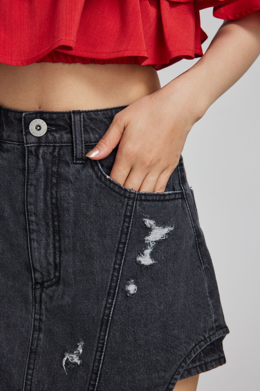 rienda「サイドカットデニムショートパンツ」|デニム|